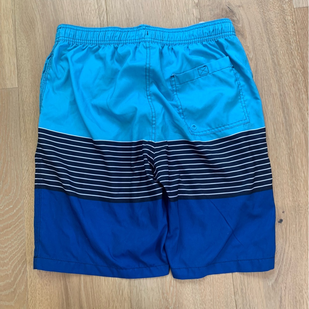 Merona Navy Blue Striped Stretch Swim Trunks Men’s M - Picture 2 of 8